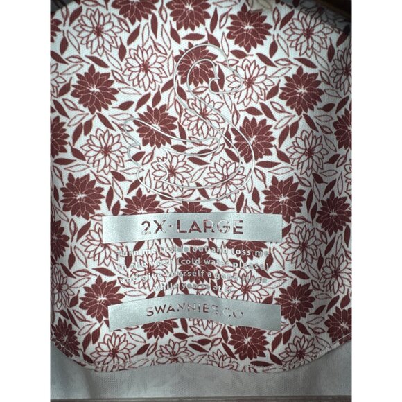 Men’s Swannies 2XL White with Red Floral Patterned Golf Shirt - Picture 5 of 6